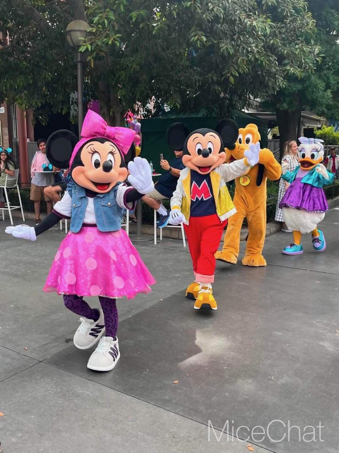 Mickey and Minnie Mouse greet guests at the Disneyland Resort
