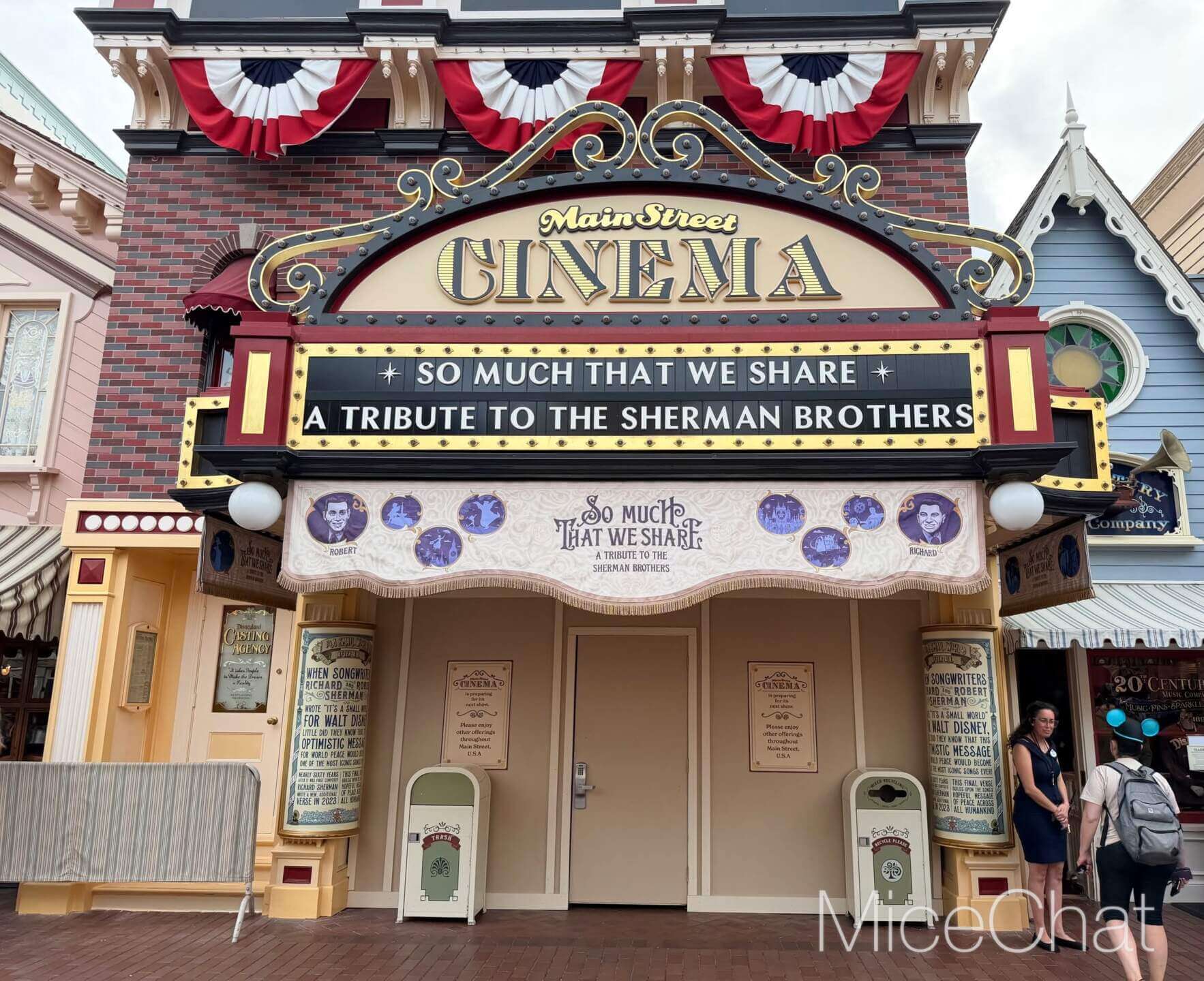 Construction walls up at the Main Street Cinema in Disneyland Park
