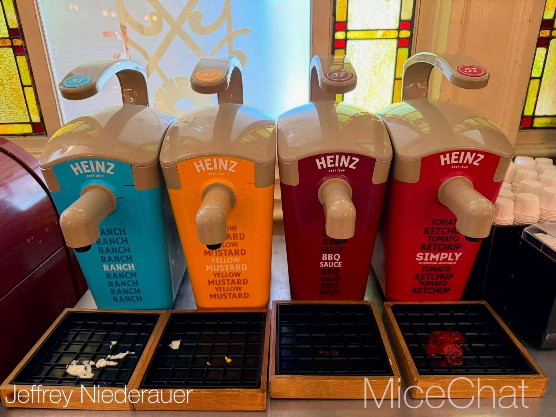 Self-serve Heinz condiment dispensers at Disneyland
