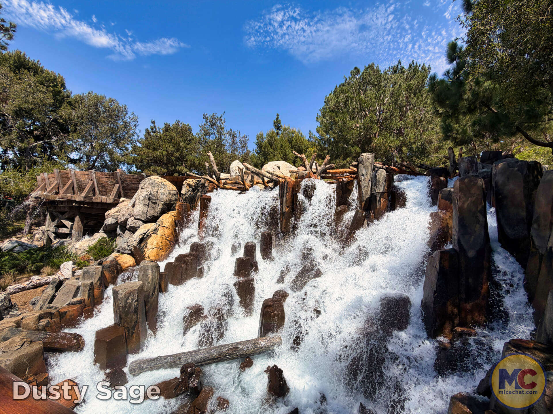 Grizzly River Run waterfall on a hot day