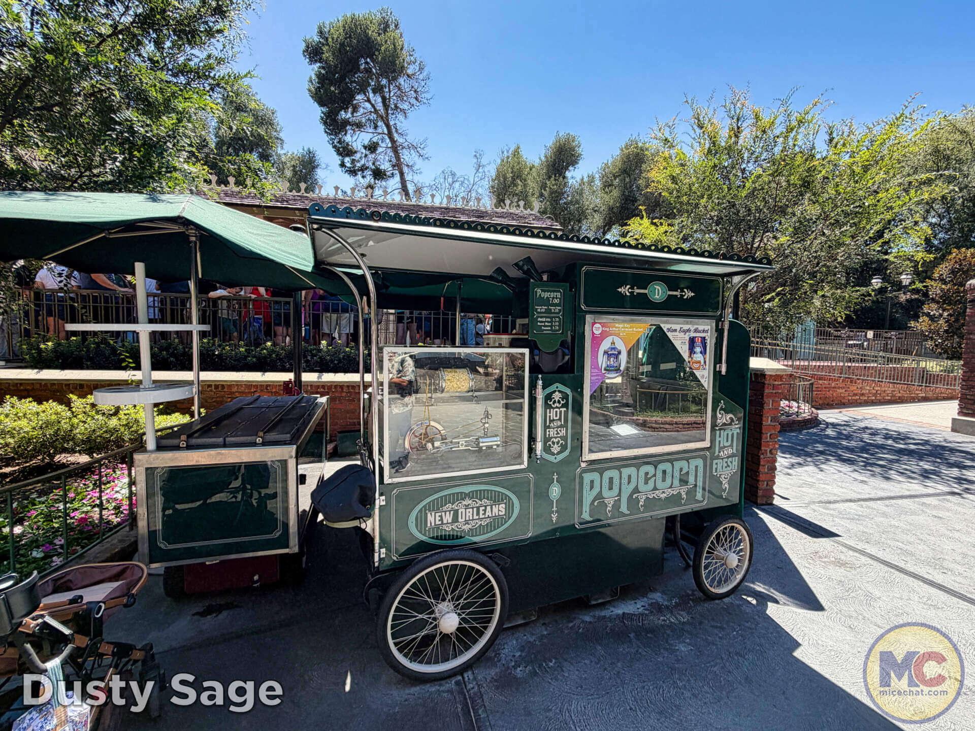 Closed popcorn cart at Disneyland in the afternoon