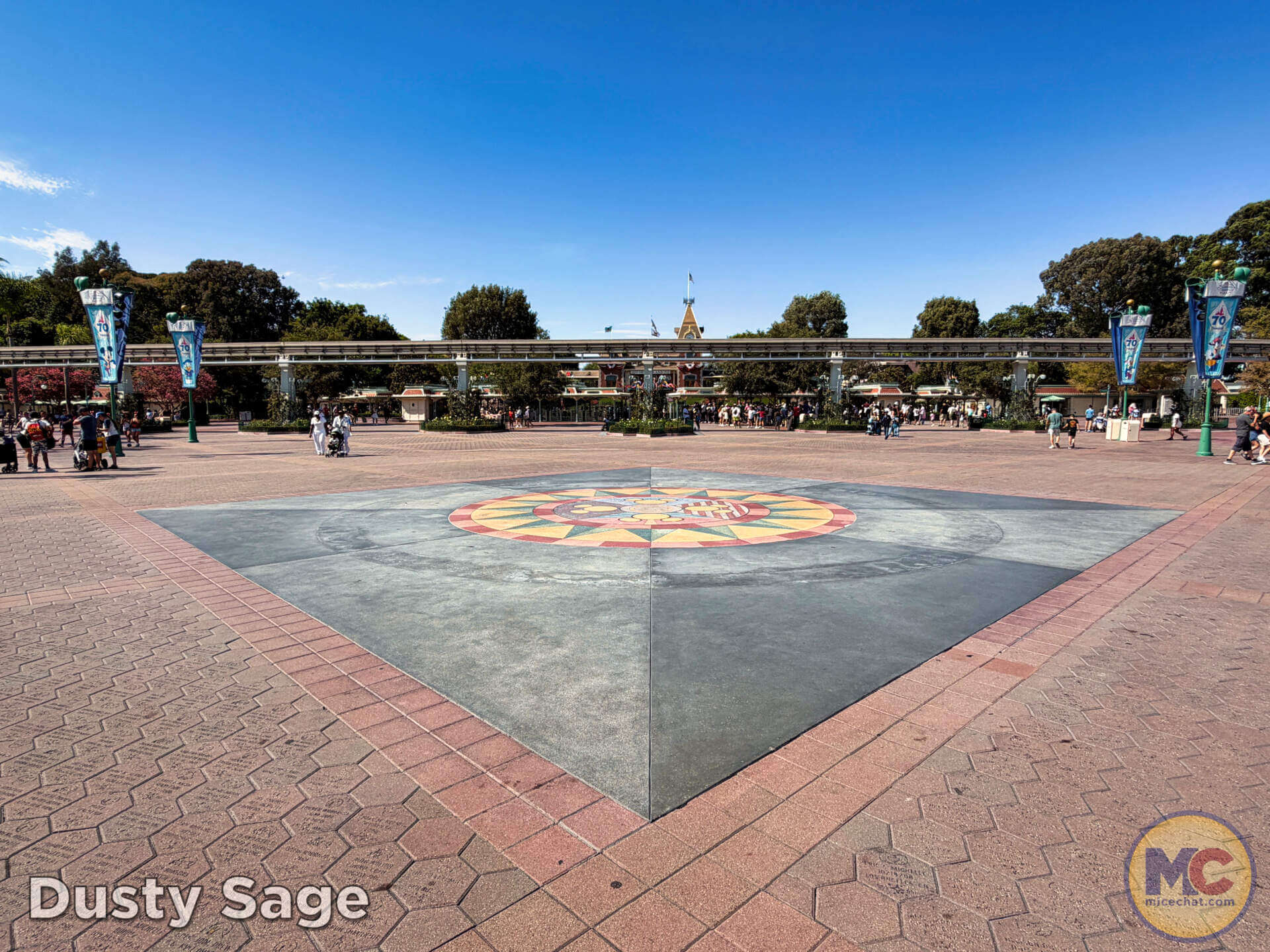 Worn pavement in the Disneyland Resort esplanade