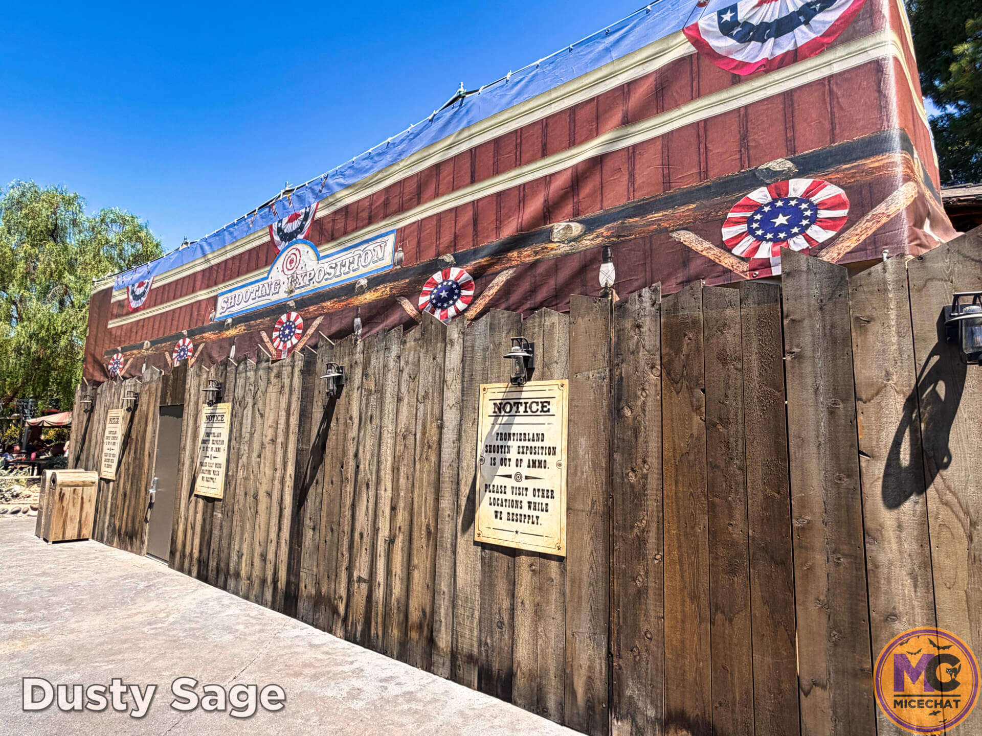 The Frontierland Shootin' Exposition closed behind construction walls at Disneyland