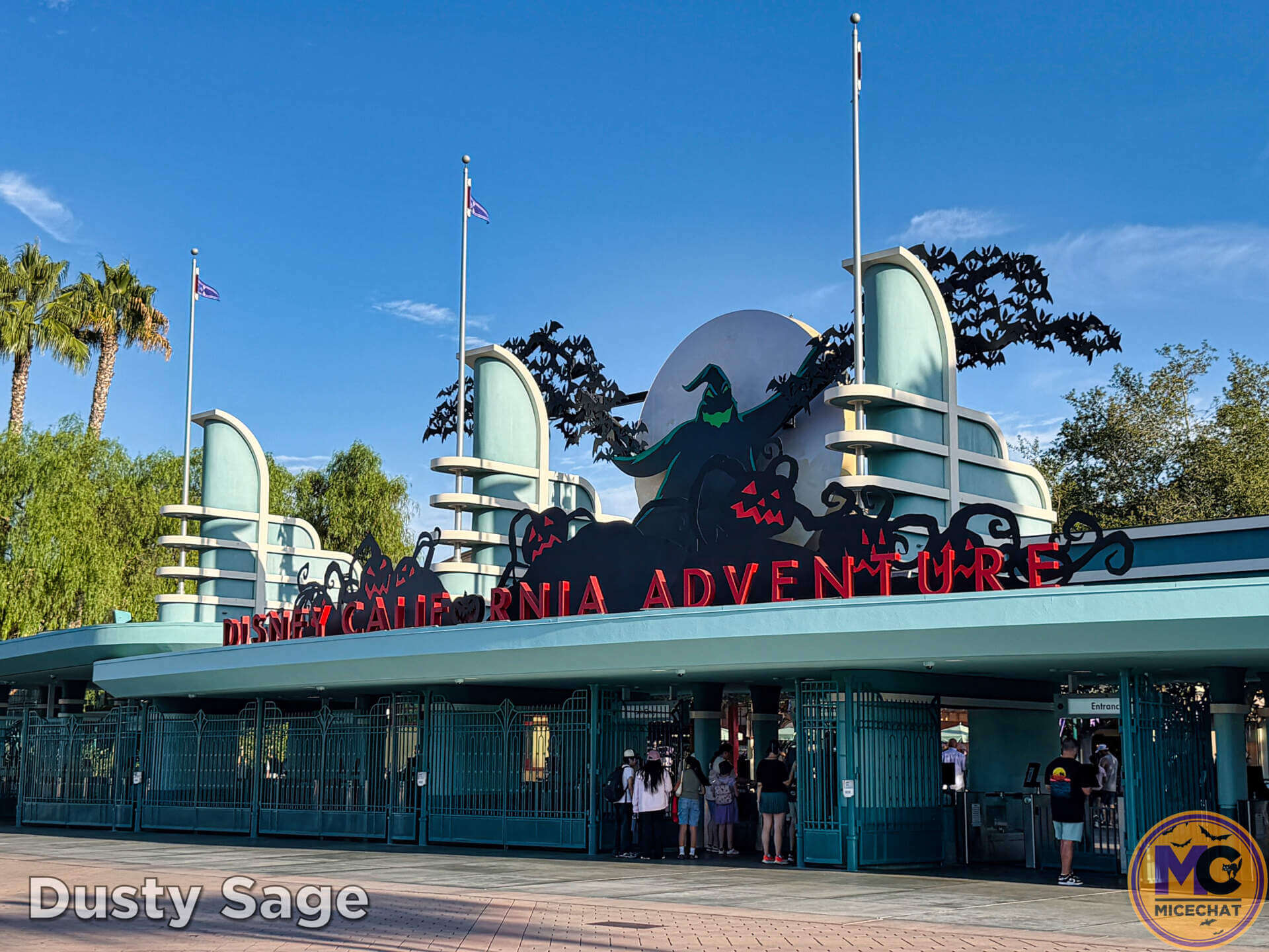 Oogie Boogie Bash sign at the entrance to Disney California Adventure