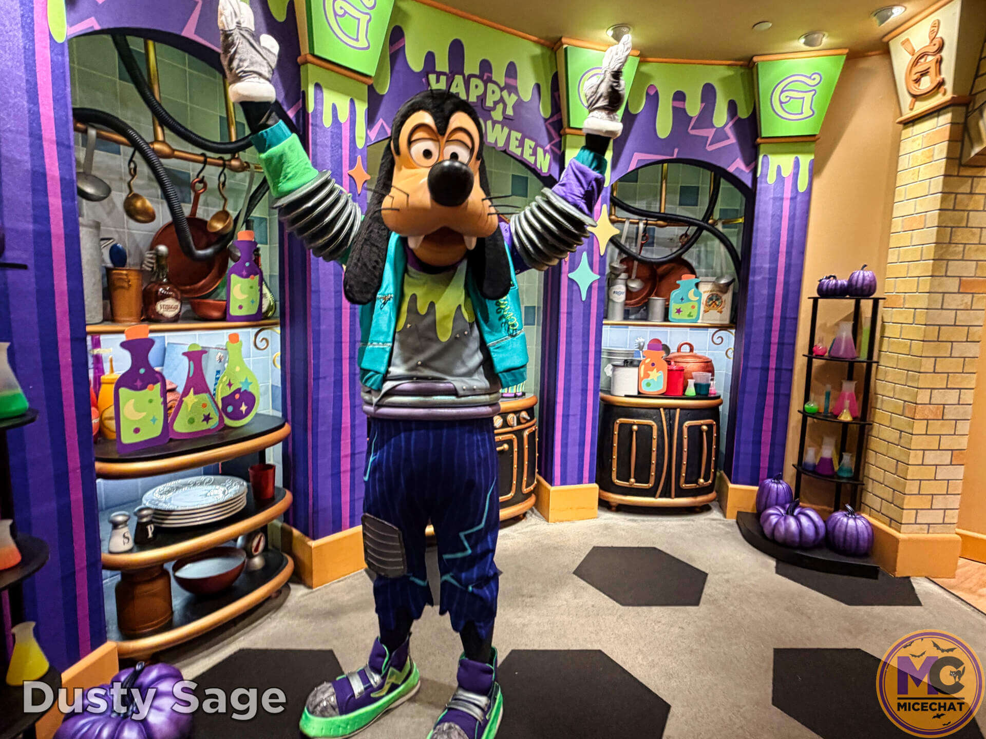 Goofy in Halloween costume on display at Goofy's Kitchen Celebrates Halloween