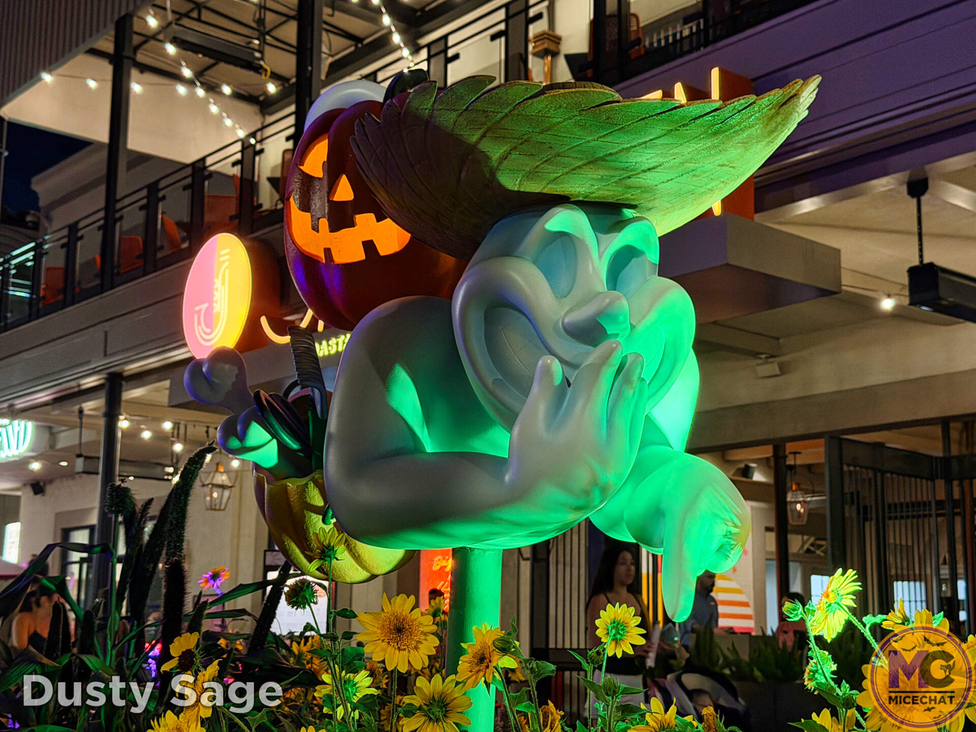 Ghost pumpkin sculpture Halloween display at Downtown Disney
