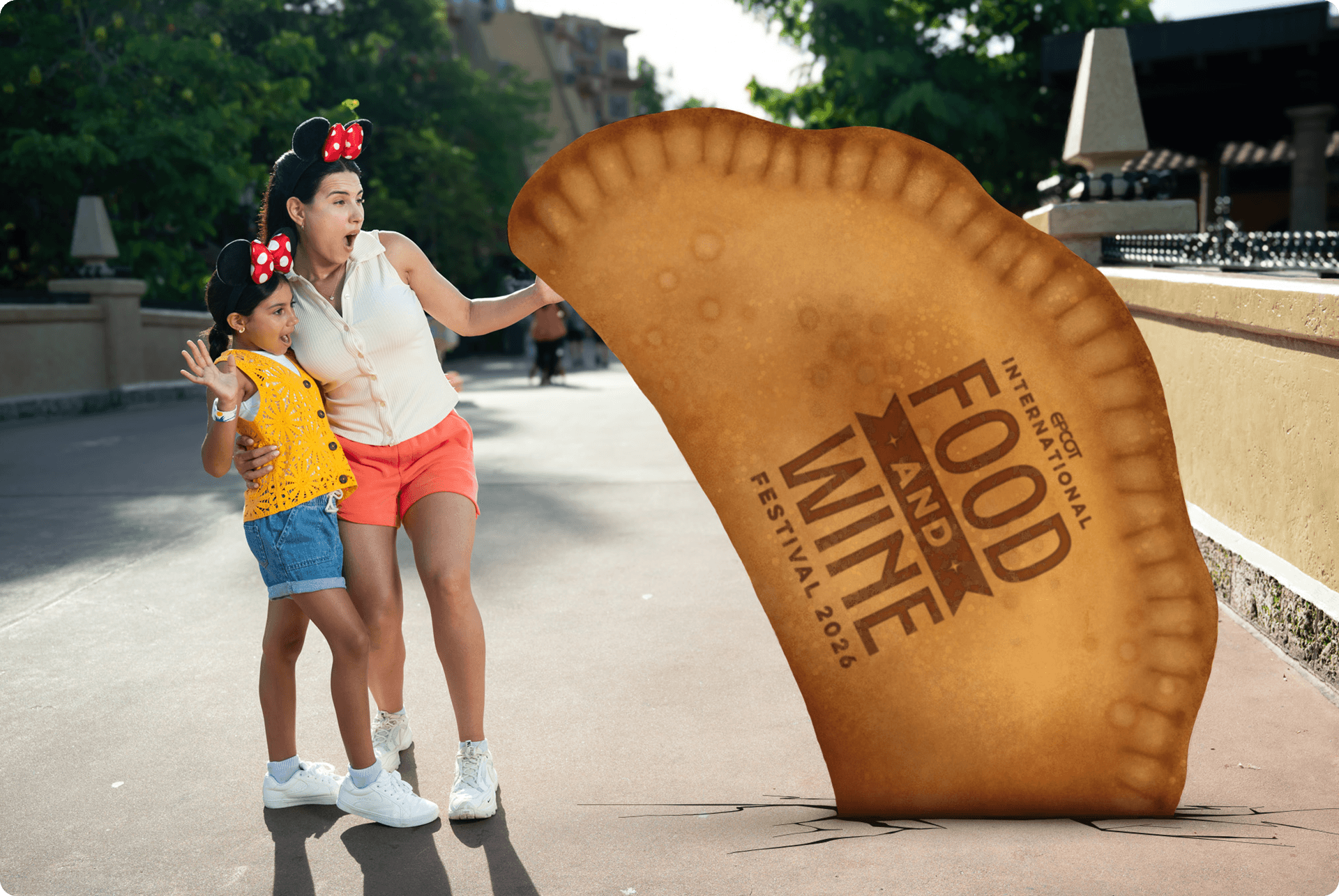 Giant Empanada PhotoPass Magic Shot at the EPCOT Food and Wine Festival