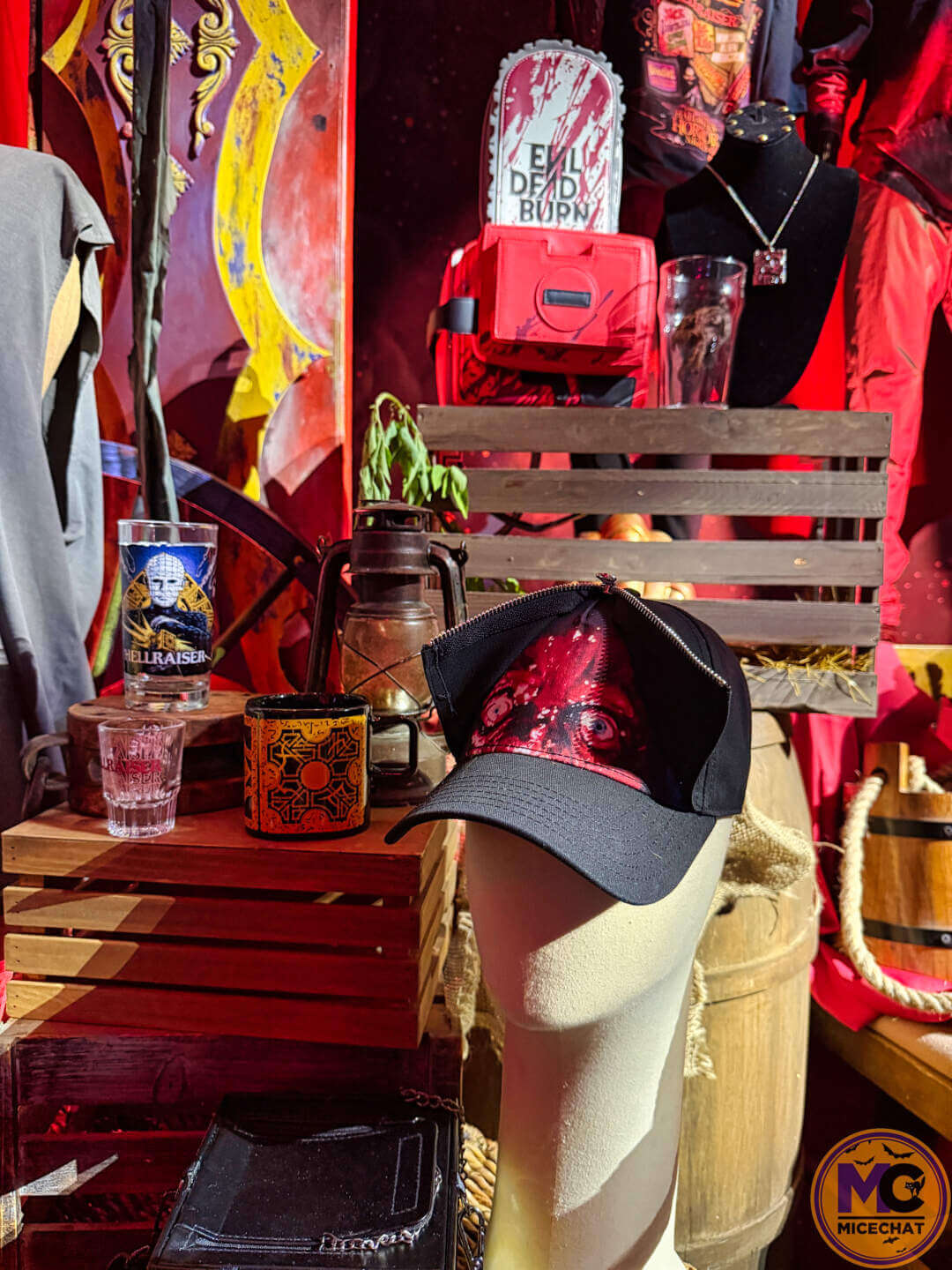 Evil Dead Burn and Hellraiser merchandise at Halloween Horror Nights 2026