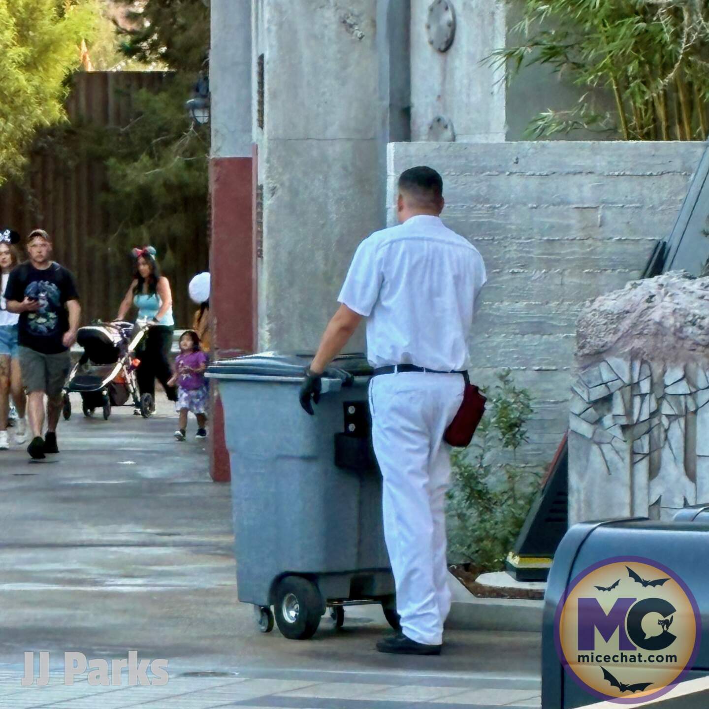 The new plain white custodial costume in Avengers Campus at Disney California Adventure