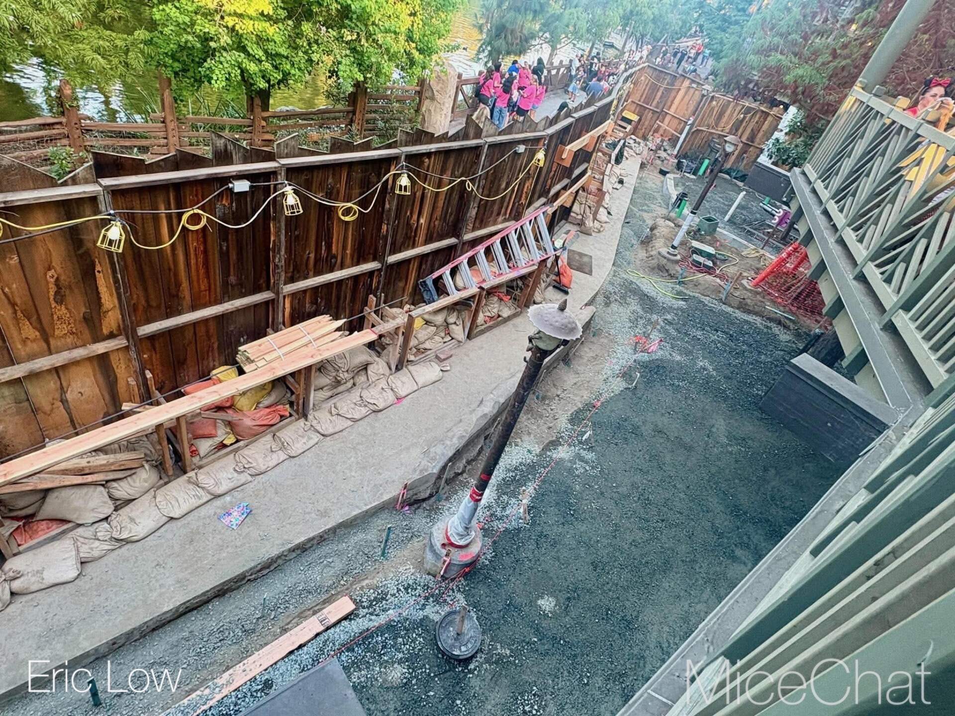 Expanded dining area construction at Hungry Bear Barbecue Jamboree in Critter Country