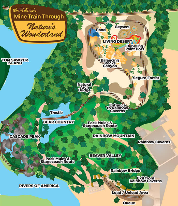 Illustrated map of Mine Train Through Nature's Wonderland by Noe Valladolid