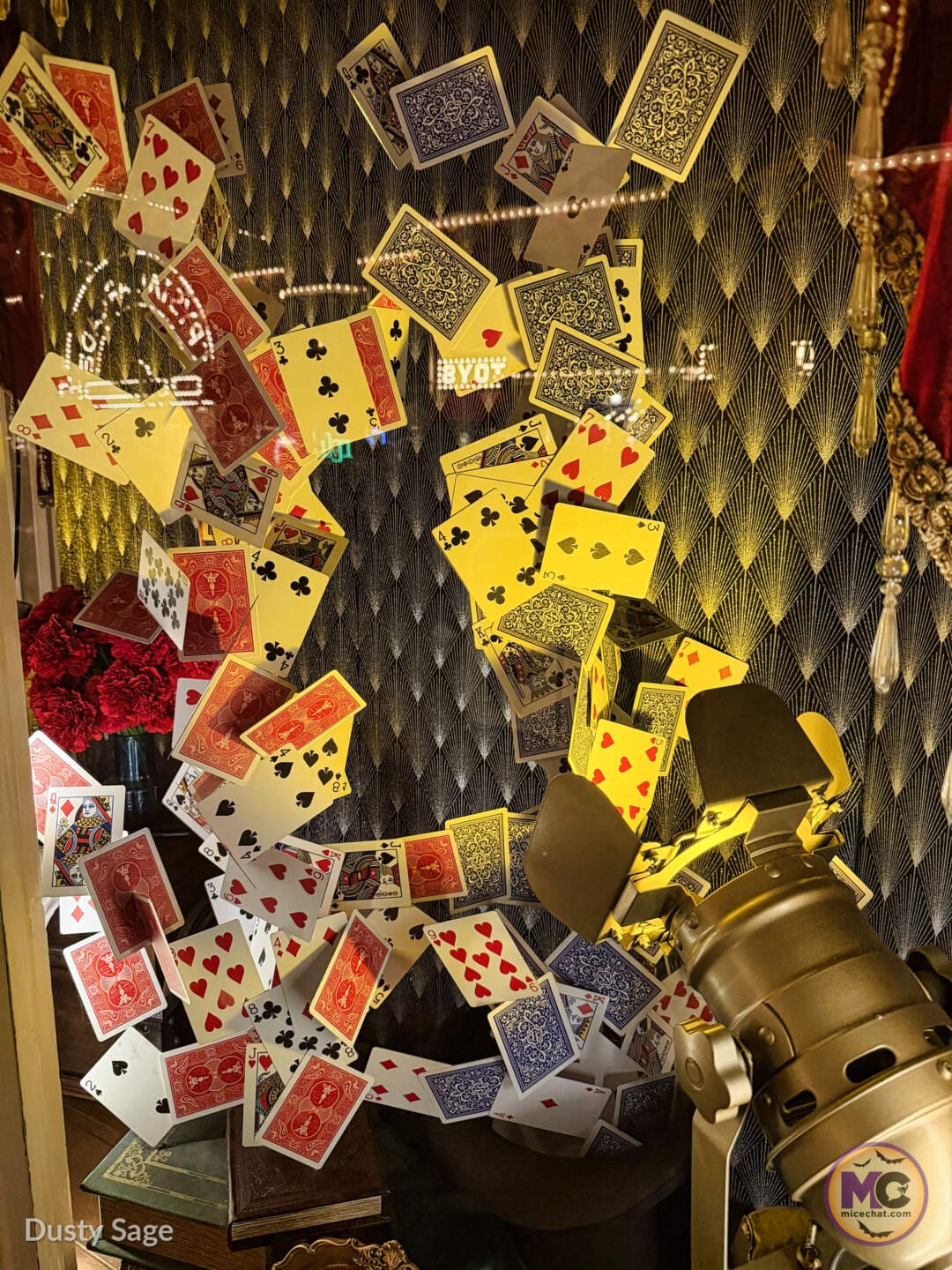 Flying cards Halloween window on Main Street U.S.A.