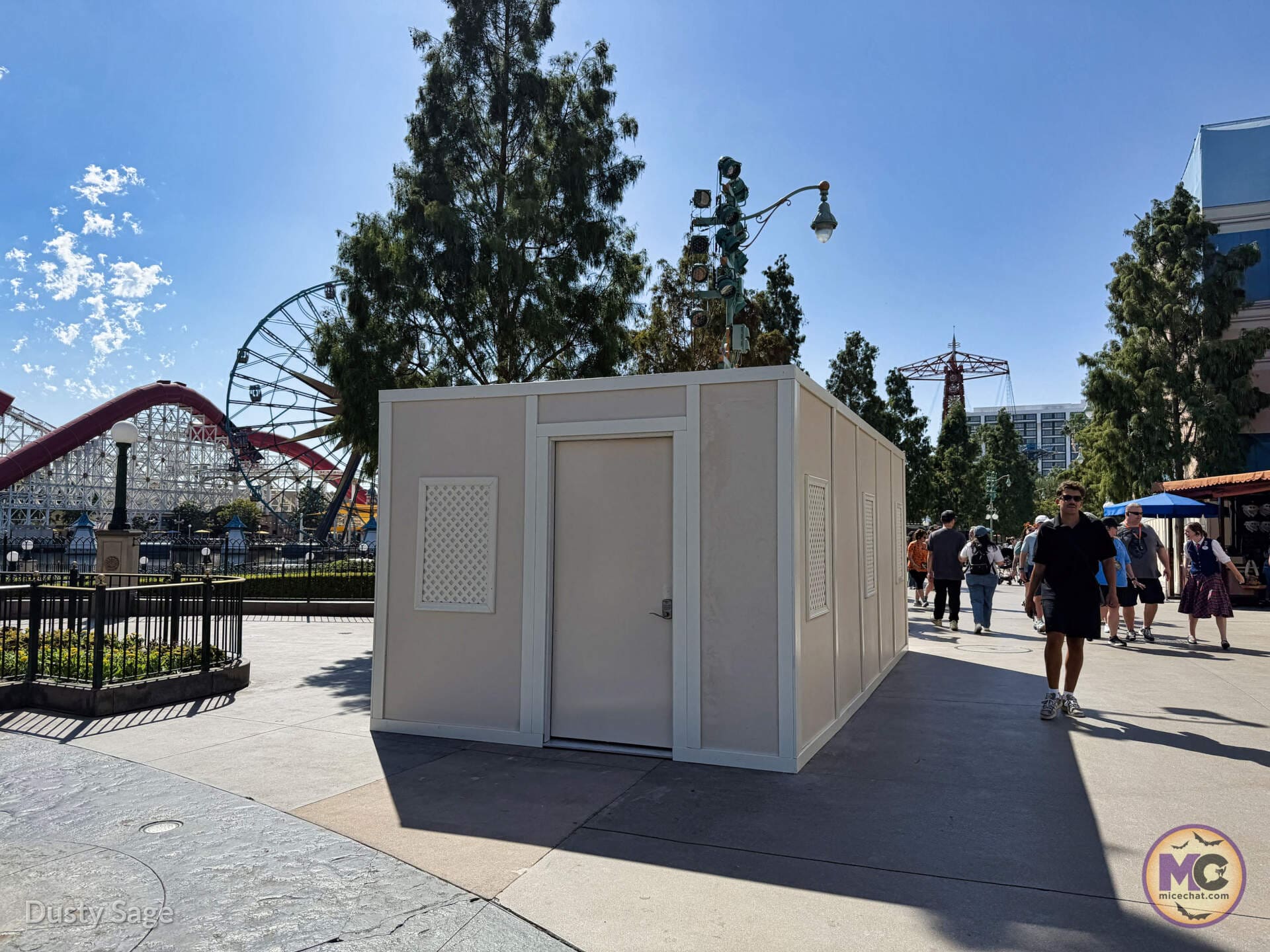 Walled-off construction box in Paradise Gardens Park at Disney California Adventure