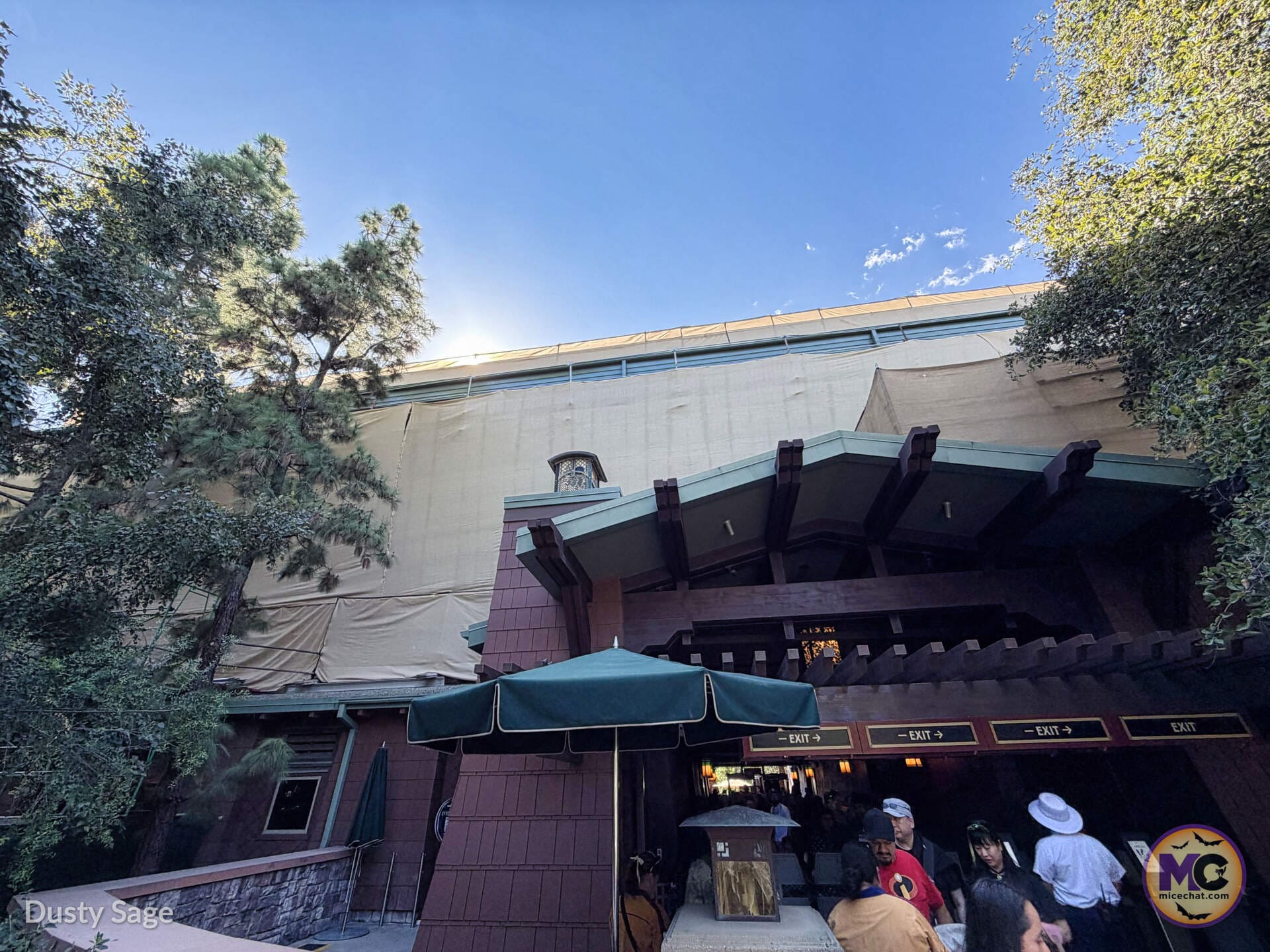 Scrim on Disney's Grand Californian Hotel seen from Grizzly River Run
