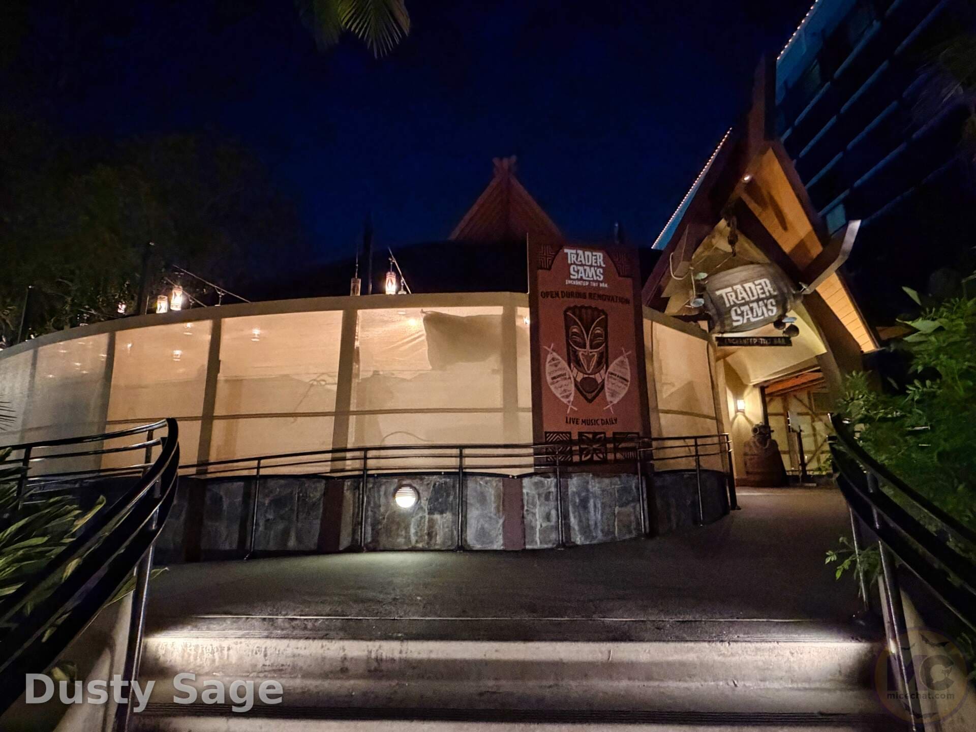 Construction near Trader Sam's Enchanted Tiki Bar at the Disneyland Hotel