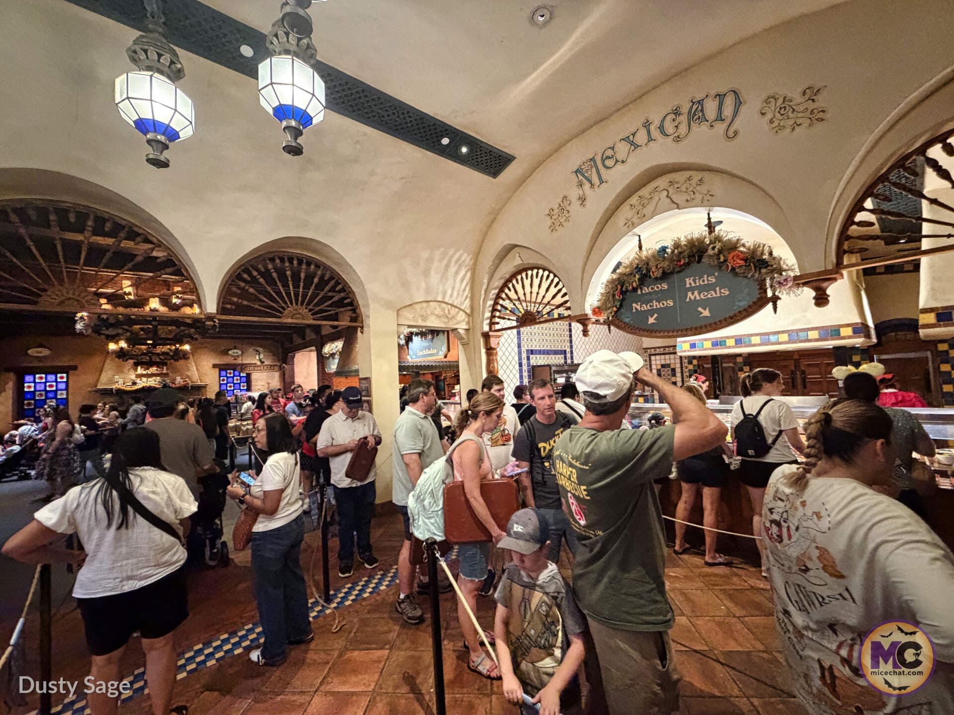 Guests in line at Rancho del Zocalo Restaurante under the new grab-and-go service