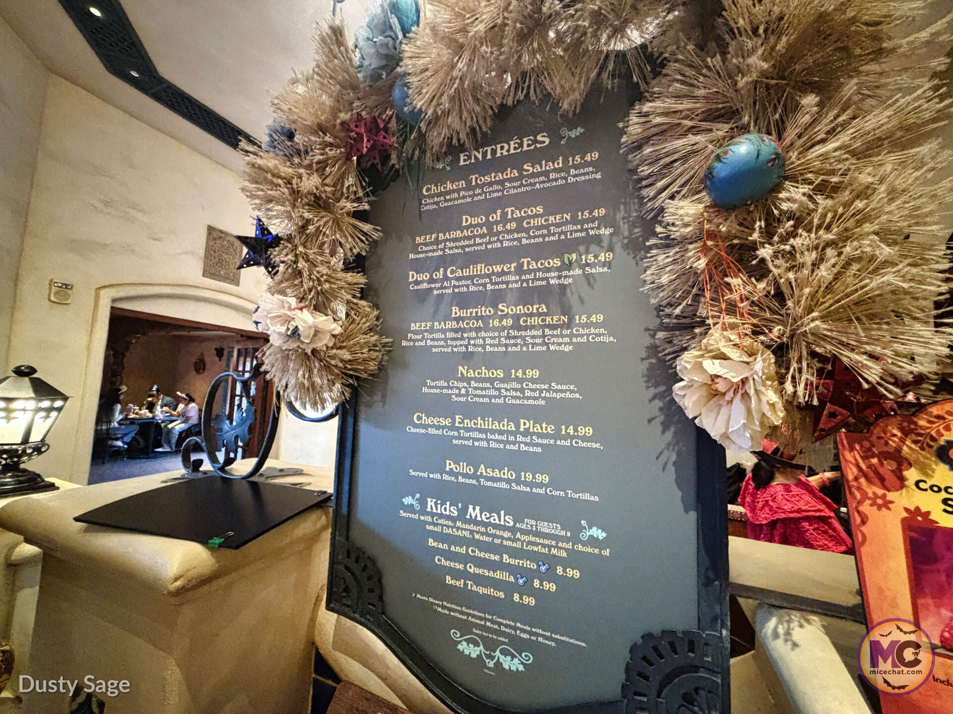 Rancho del Zocalo Restaurante menu board at Disneyland