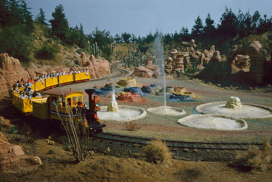 The Devil's Paint Pots geysers scene from Mine Train Through Nature's Wonderland