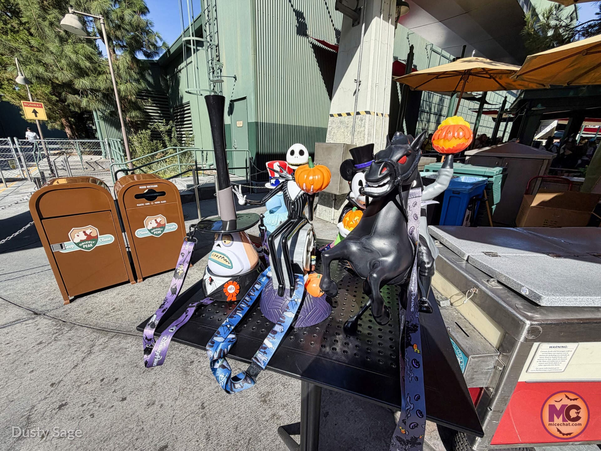 Halloween popcorn buckets and lanyards at Disney California Adventure