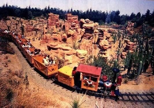 The balancing rocks scene along Mine Train Through Nature's Wonderland at Disneyland