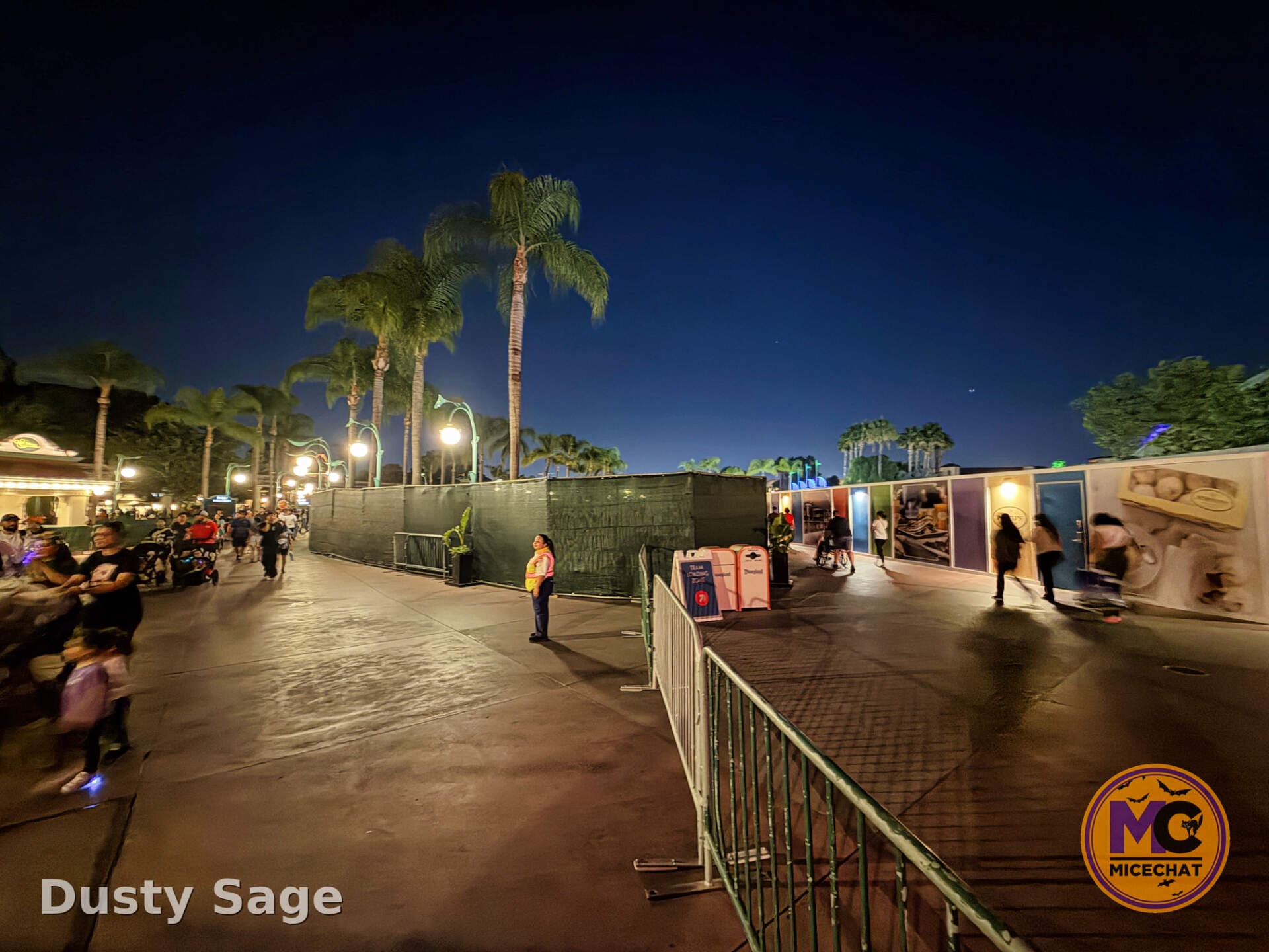 Night view of the west Esplanade where the spiral ticket booth structure was removed
