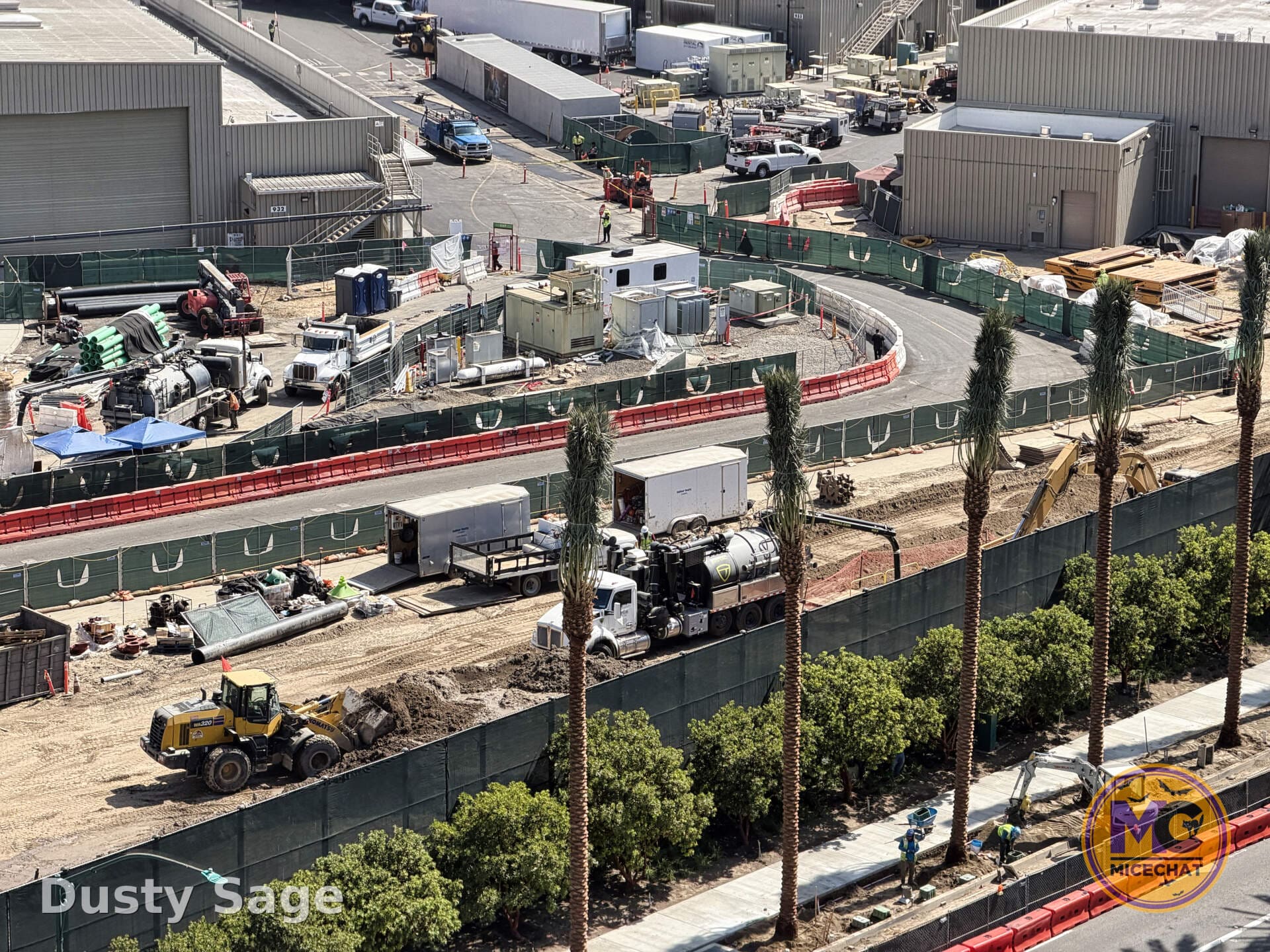 Aerial view of the Coco boat ride construction site at Disney California Adventure