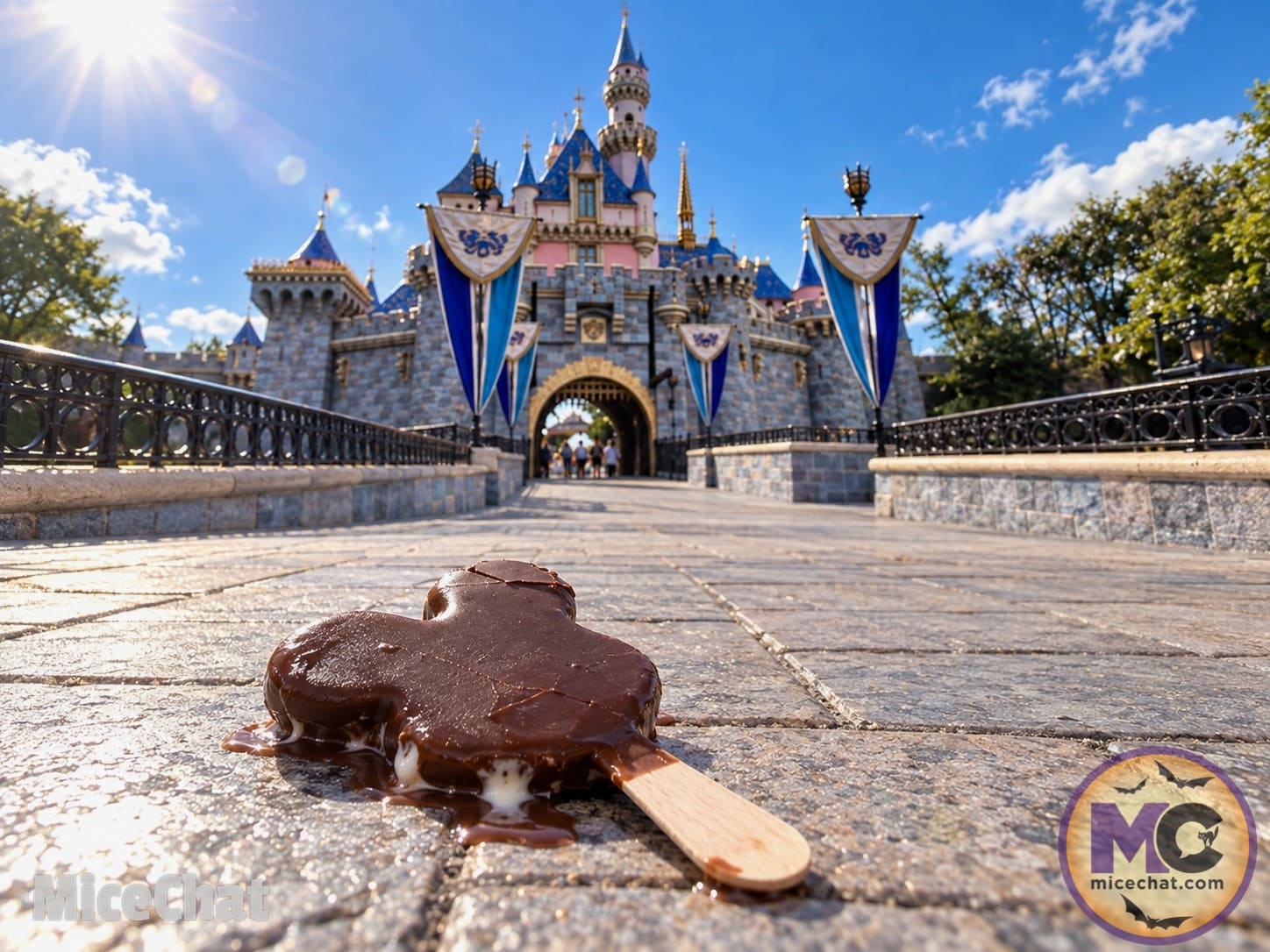 A Mickey Premium Ice Cream Bar melting in the extreme heat