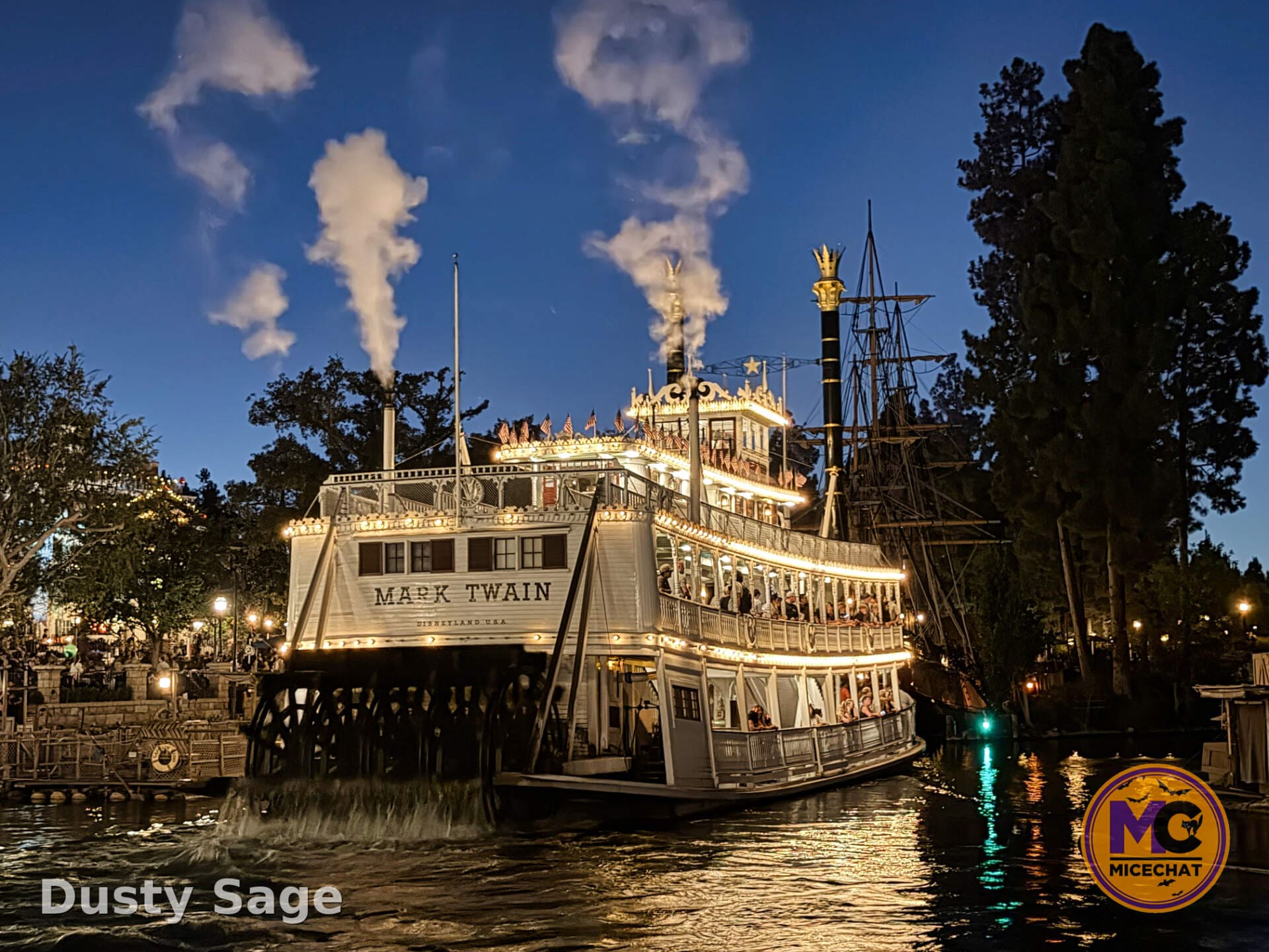 Mark Twain riverboat at dusk
