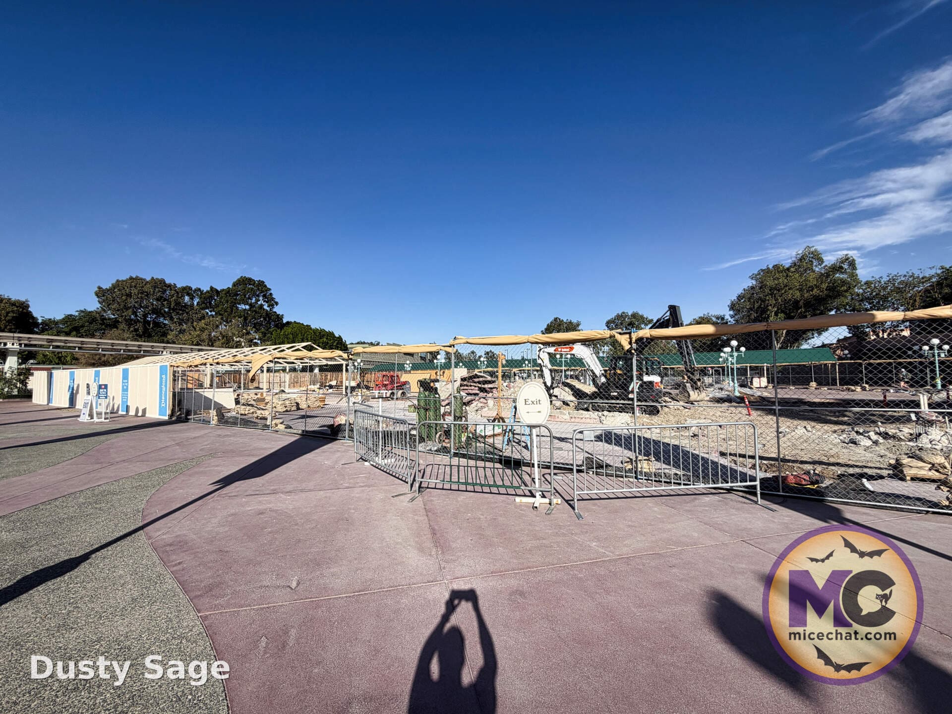 Demolished ticket booths on the east side of the esplanade