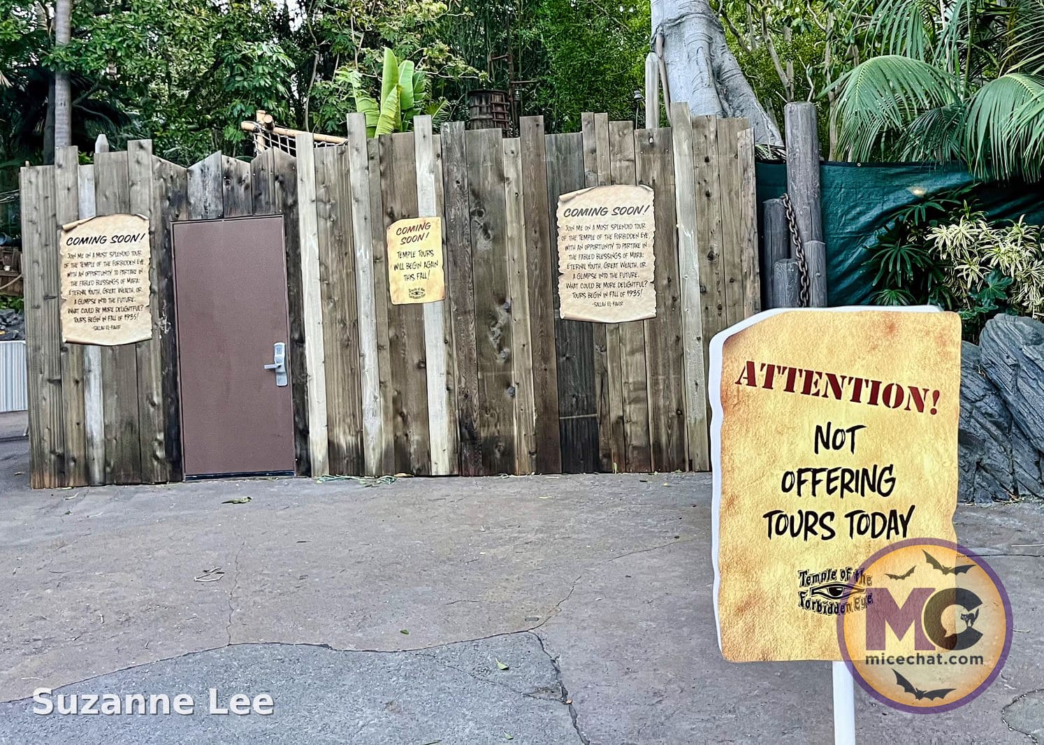 Indiana Jones Adventure closed for refurbishment sign, photo by Suzanne Lee